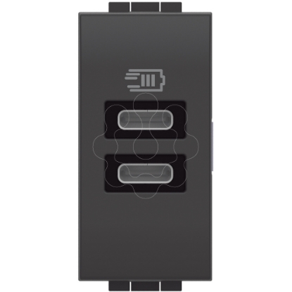 Mostrar detalhes para Livinglight   Tomada carregadora 2 x USB Tipo C 3 A   Antracite 1 modulo Imagem de Livinglight   Tomada carregadora 2 x USB Tipo C 3 A   Antracite 1 modulo
