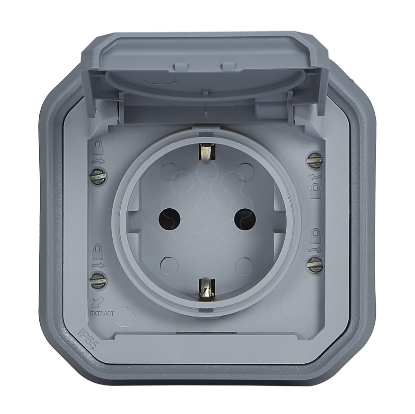 Mostrar detalhes para Plexo IP 55 monobloco encastrar   Tomada 2P+T Schuko Cinzento Imagem de Plexo IP 55 monobloco encastrar   Tomada 2P+T Schuko Cinzento