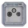 Imagem de Plexo IP 55 componivel   Tomada TV + R + SAT Estrela Cinzento