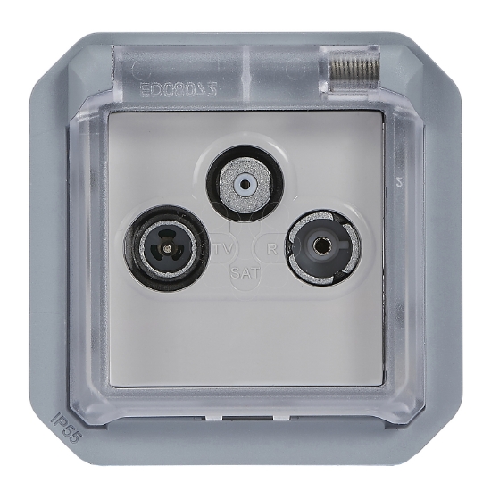 Imagem de Plexo IP 55 componivel   Tomada TV + R + SAT Estrela Cinzento