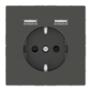 Imagem de D-Life - Tomada 2P+T + Carregador 2xUSB - 2.4A - 16A - Antracite