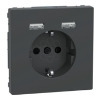 Imagem de D-Life - Tomada 2P+T + Carregador 2xUSB - 2.4A - 16A - Antracite