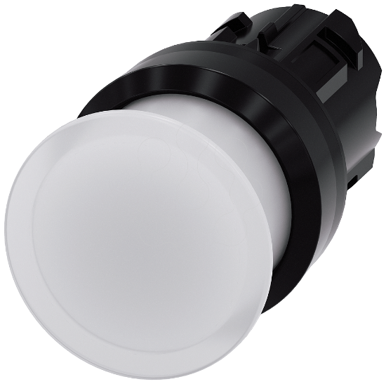 Imagem de Botao cogumelo iluminado 22mm redondo plastico branco 30mm