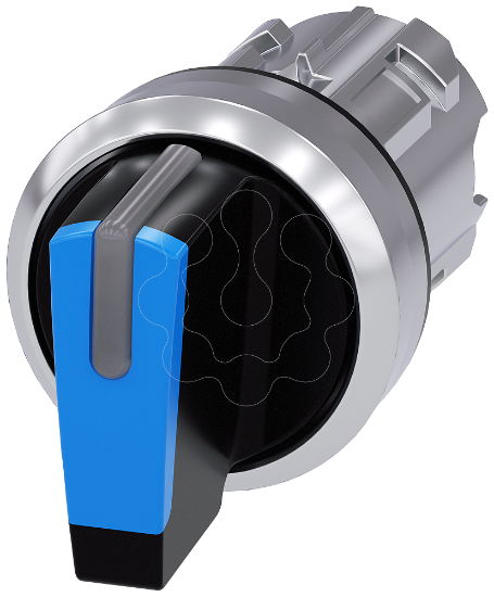 Imagem de Interruptor com manipulo iluminavel 22mm redondo metal alto brilho azul