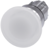 Imagem de Botao cogumelo iluminado 22mm redondo metal alto brilho branco 40mm