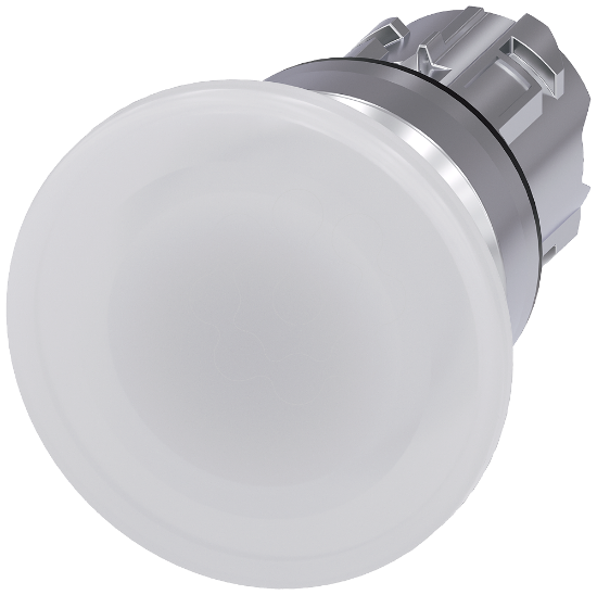 Imagem de Botao cogumelo iluminado 22mm redondo metal alto brilho branco 40mm