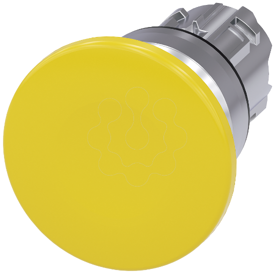 Imagem de Botao cogumelo 22mm redondo metal alto brilho amarelo 40mm