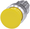 Imagem de Botao cogumelo 22mm redondo metal alto brilho amarelo 30mm