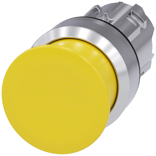 Imagem de Botao cogumelo 22mm redondo metal alto brilho amarelo 30mm