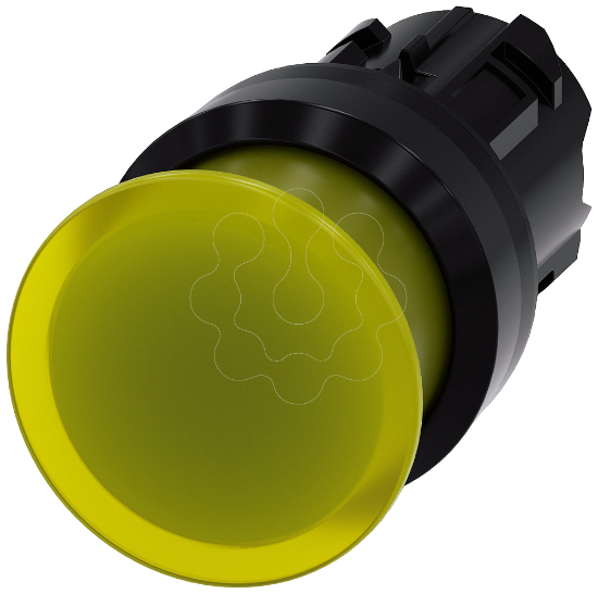 Imagem de Botao cogumelo, iluminado, 22mm, redondo, plastico, amarelo, 30mm