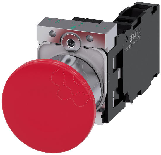 Imagem de Botao cogumelo 22mm redondo metal brilhante vermelho 1NA+1NF