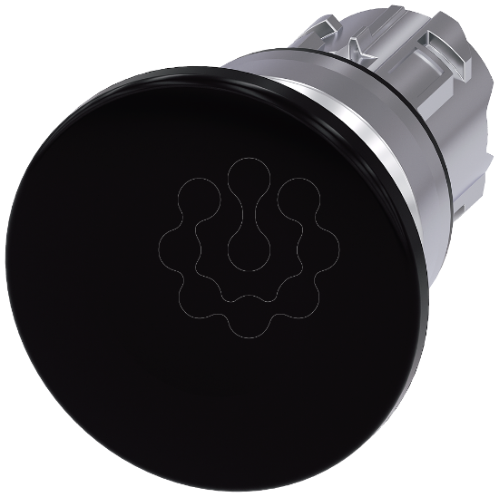 Imagem de Botao cogumelo 22mm redondo metal brilhante preto 40mm