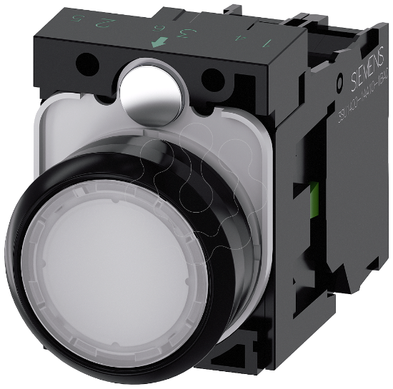 Imagem de Botao de pressao iluminado 22mm redondo plastico branco 1NA 110V CA
