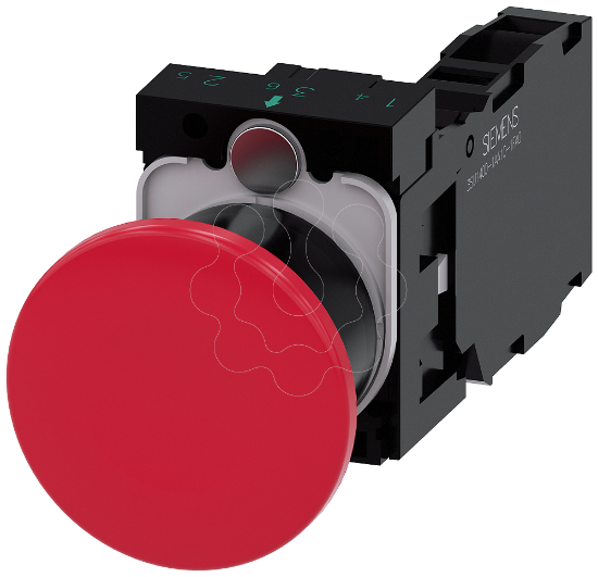 Imagem de Botao cogumelo 22mm redondo plastico vermelho 1NA+1NF