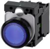 Imagem de Botao de pressao iluminado 22mm redondo plastico azul 1NA 110V CA