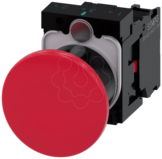 Imagem de Botao cogumelo 22mm redondo plastico vermelho 1NF