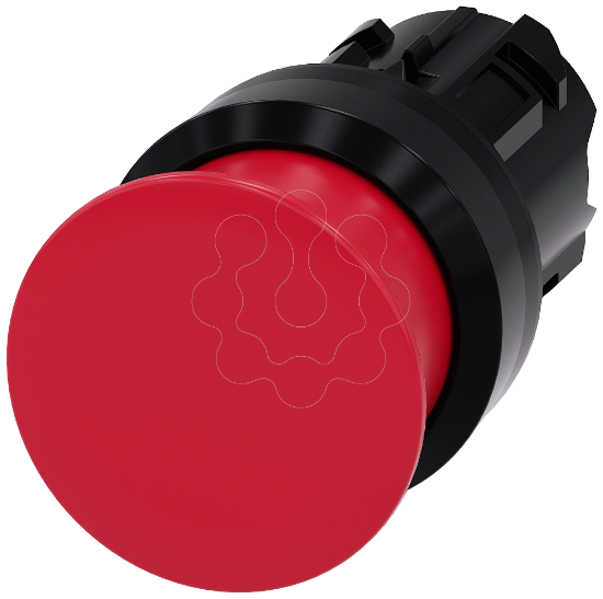 Imagem de Botao cogumelo 22mm redondo plastico vermelho 30mm