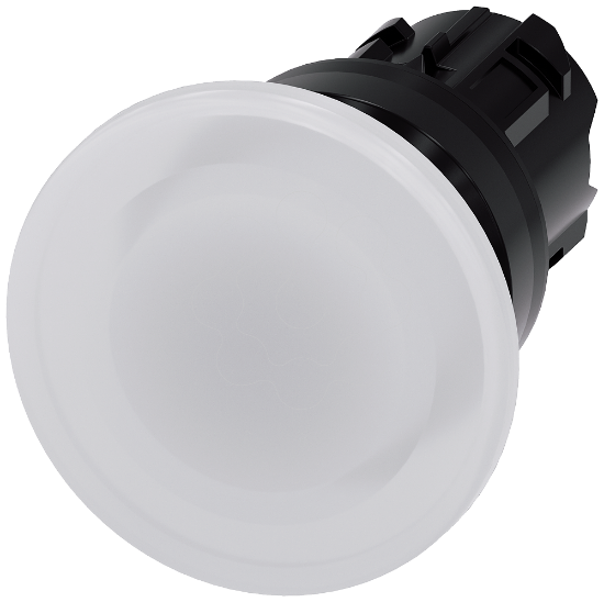 Imagem de Botao cogumelo iluminado 22mm redondo plastico branco 40mm