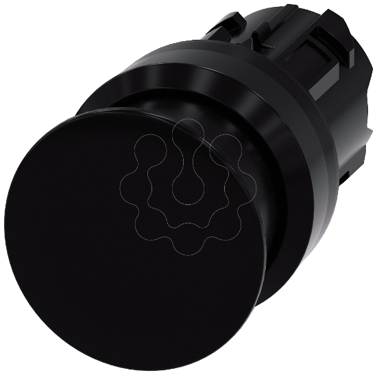 Imagem de Botao cogumelo 22mm redondo plastico preto 30mm
