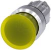 Imagem de Botao cogumelo iluminado, 22mm, redondo, metal, alto brilho, amarelo, 30mm