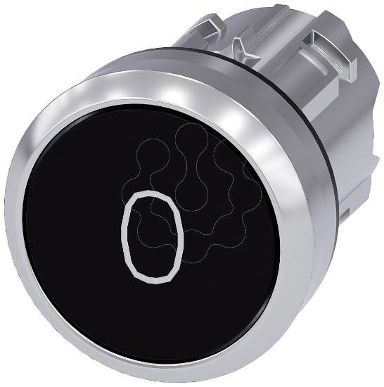 Imagem de Botao de pressao 22mm redondo metal alto brilho preto inscricao: O botao de pressao