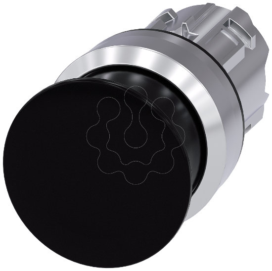 Imagem de Botao cogumelo 22mm redondo metal brilhante preto 30mm