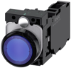 Imagem de Botao de pressao iluminado 22mm redondo plastico azul 1NA+1NF 24V CA/CC