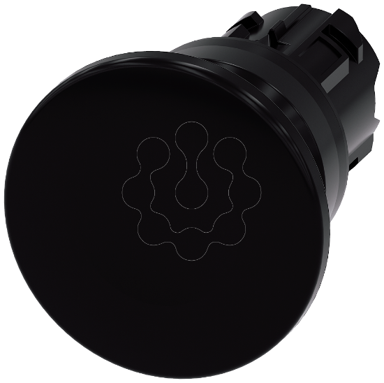 Imagem de Botao cogumelo 22mm redondo plastico preto 40mm