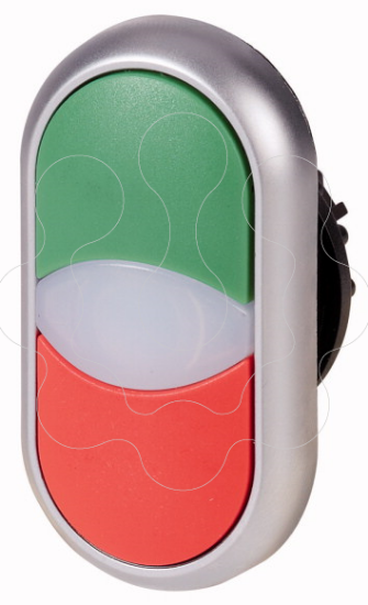 Imagem de Pulsador doble + indicador luminoso, 22 mm, Resaltados, Verde, Blanco,