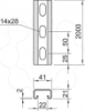 Imagem de Perfil perfurado, rasgo 22mm 2000x41x21, A2, 1.4301, 2B