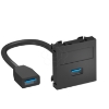 Imagem de Suporte multimédia USB 3.0 A-A com cabo, fêmea-fêmea 45x45mm, PC, cinzento antracite, 7021