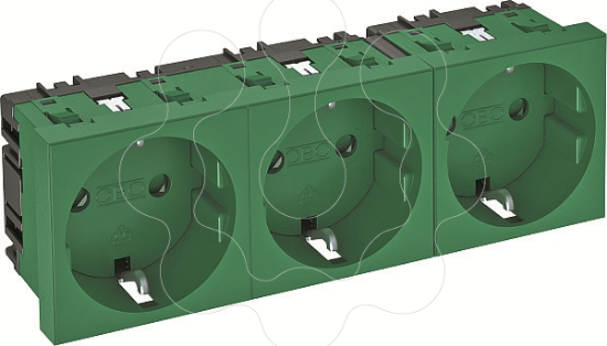 Imagem de Tomada 0°, tripla Alvéolos protegidos 250V, 10/16A, PC, verde menta, 6029