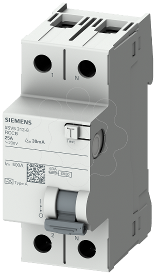 Imagem de Disjuntor de corrente de fuga, 2 polos, tipo CA, In: 63 A, 30 mA, Un CA: 230 V