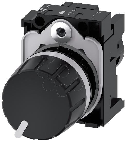 Imagem de Potenciometro 22mm redondo plastico preto 47 kOhm com suporte