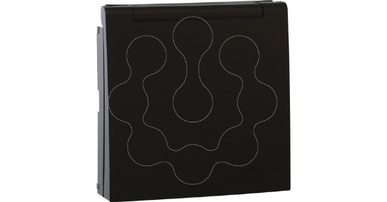 Imagem de CENTRO SCHUKO C/TAMPA E OBT(IP44) PRETO MATE