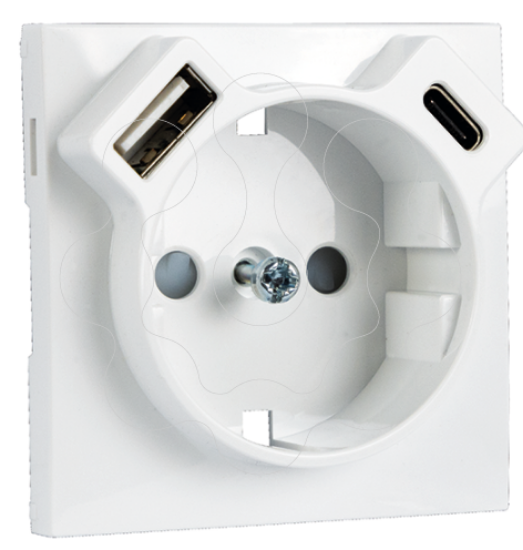 Imagem de CENTRO P/TOM SCHUKO + USB TIPO A E TIPO C BR