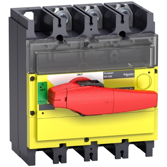 Imagem de interruptor seccionador Interpact INV 400 3P punho vermelho/face frontal amarela