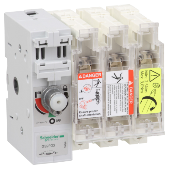 Imagem de interruptor seccionador para fusiveis TeSys GS2F - 3P 50A 14x51 esquerdo