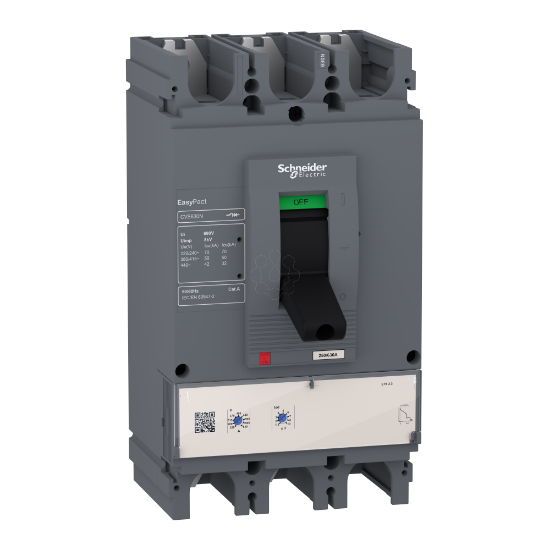 Imagem de circuit breaker EasyPact CVS630N 50 kA at 415 VAC 630 A rating ETS 2.3 electronic trip unit 3P 3d