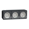 Imagem de Mureva Styl - Tomada 2P+T monobloco tripla com obturadores horizontal precablada - IP55 - 16A - Cinzento