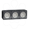 Imagem de Mureva Styl - Tomada 2P+T monobloco tripla com obturadores horizontal precablada - IP55 - 16A - Cinzento