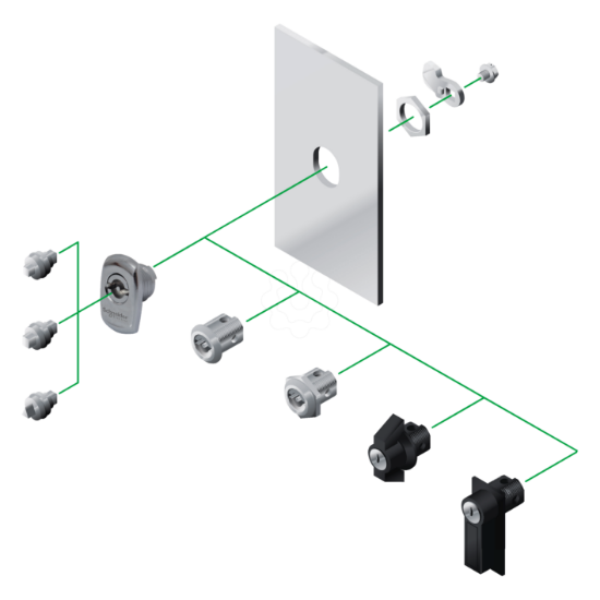 Imagem de Chrome-plated handle lock 1242 E for Spacial S3X enclosure