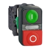 Imagem de Illuminated double headed push button plastic o22 1 cim een flush i + 1 luz piloto + 1 red projecting o 1 no + 1 nc