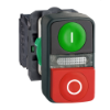 Imagem de Illuminated double headed push button plastic o22 1 cim een flush i + 1 luz piloto + 1 red projecting o 1 no + 1 nc
