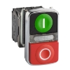 Imagem de Illuminated double headed push button metal o22 1 cim een flush i + 1 luz piloto + 1 red projecting o 1 no + 1 nc