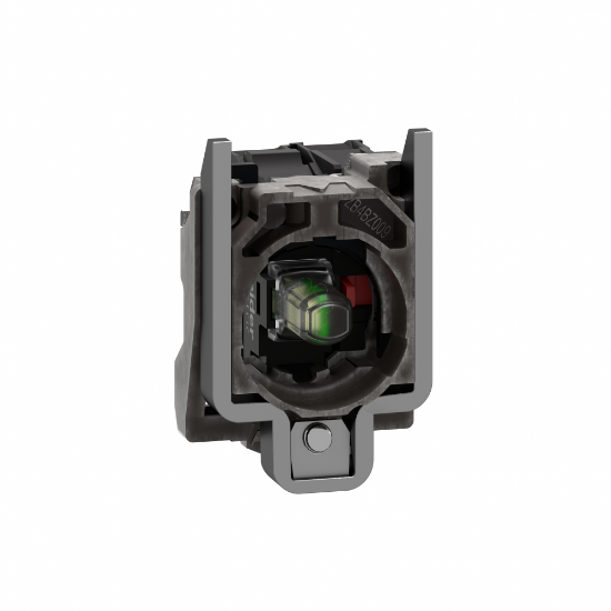 Imagem de Corpo/contacto completo e bloco luminoso Harmony XB4 branco com corpo/colar de fixacao LED universal 24V 1NC