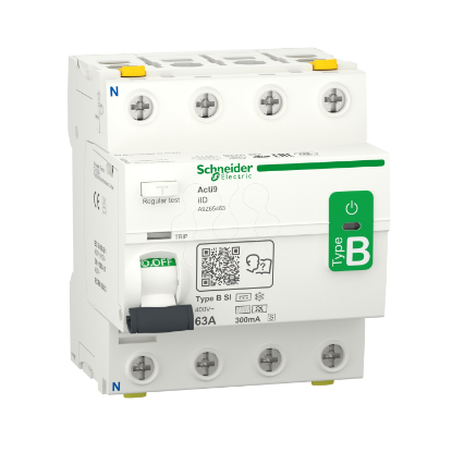 Mostrar detalhes para Acti9 iID - Interruptor diferencial - 4P - 63A - 300mA - Seletivo - Classe B-SI Imagem de Acti9 iID - Interruptor diferencial - 4P - 63A - 300mA - Seletivo - Classe B-SI