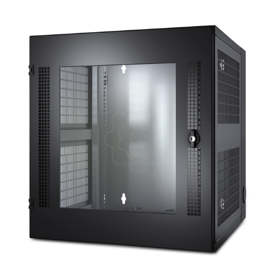 Imagem de NetShelter WX 13U c/Orificio Roscado Porta Dianteira Vidrada em Guia de Montagem Vertical em Preto