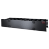 Imagem de Gestor de cabo horizontal 2U x 6 polegadas de profundidade com placa inferior de amarracao de cabo lado unico com cobertura