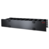 Imagem de Gestor de cabo horizontal 2U x 6 polegadas de profundidade com placa inferior de amarracao de cabo lado unico com cobertura